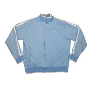 Vintage Y2K OP Ocean Pacific Light Blue White Stripe Track Jacket Mens L